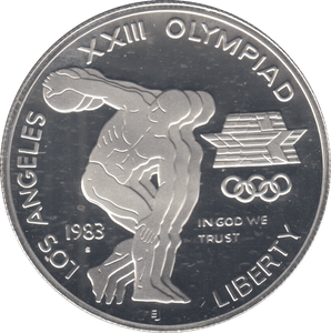 1983 SILVER PROOF OLYMPIAD ONE DOLLAR USA - SILVER WORLD COINS - Cambridgeshire Coins