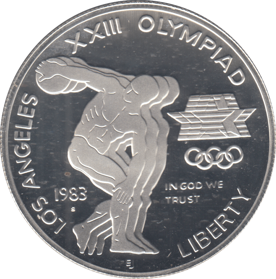 1983 SILVER PROOF OLYMPIAD ONE DOLLAR USA - SILVER WORLD COINS - Cambridgeshire Coins