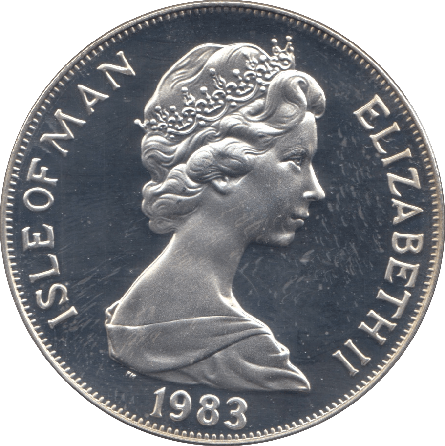 1983 SILVER PROOF ONE CROWN ISLE OF MAN - SILVER WORLD COINS - Cambridgeshire Coins