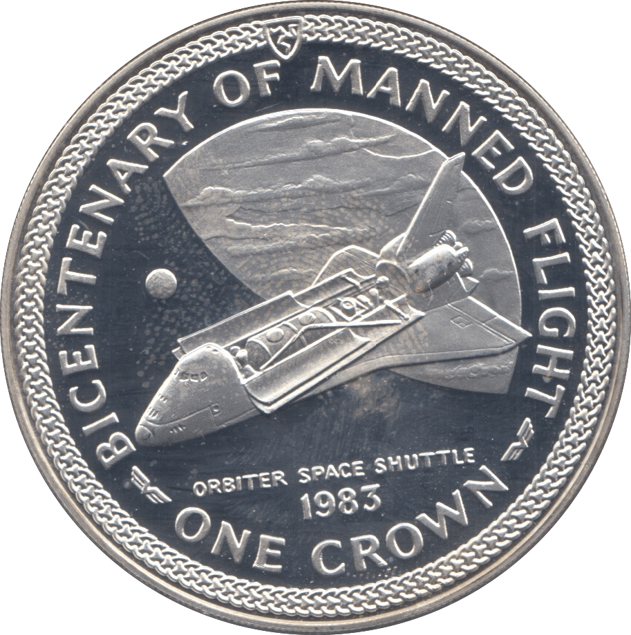 1983 SILVER PROOF ONE CROWN ISLE OF MAN - SILVER WORLD COINS - Cambridgeshire Coins