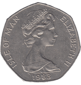 1983 VIKING SHIP LARGE 50P ISLE OF MAN - 50P REGIONAL ISSUES - Cambridgeshire Coins
