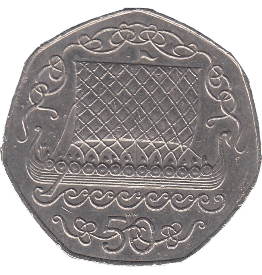 1983 VIKING SHIP LARGE 50P ISLE OF MAN - 50P REGIONAL ISSUES - Cambridgeshire Coins