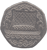 1983 VIKING SHIP LARGE 50P ISLE OF MAN - 50P REGIONAL ISSUES - Cambridgeshire Coins