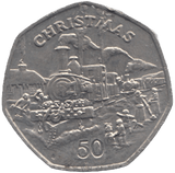 1984 CHRISTMAS 50P STEAM LOCOMOTIVE ISLE OF MAN - 50P CHRISTMAS COINS - Cambridgeshire Coins