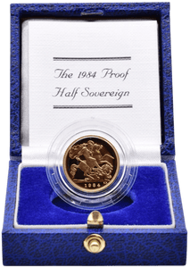 1984 GOLD PROOF HALF SOVEREIGN BOXED - GOLD PROOF HALF SOVEREIGNS - Cambridgeshire Coins