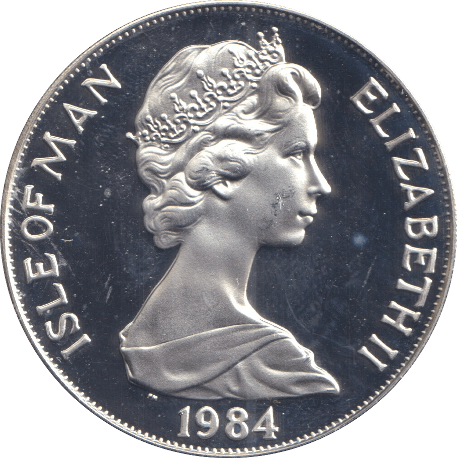 1984 SILVER ONE CROWN ISLE OF MAN OLYMPICS - SILVER WORLD COINS - Cambridgeshire Coins