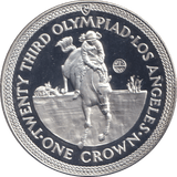1984 SILVER ONE CROWN ISLE OF MAN OLYMPICS - SILVER WORLD COINS - Cambridgeshire Coins