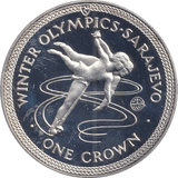 1984 SILVER ONE CROWN ISLE OF MAN WINTER OLYMPICS - SILVER WORLD COINS - Cambridgeshire Coins