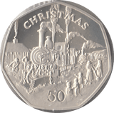 1984 SILVER PROOF CHRISTMAS 50P STEAM LOCOMOTIVE ISLE OF MAN - 50P CHRISTMAS COINS - Cambridgeshire Coins