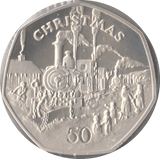 1984 SILVER PROOF CHRISTMAS 50P STEAM LOCOMOTIVE ISLE OF MAN - 50P CHRISTMAS COINS - Cambridgeshire Coins