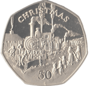 1984 SILVER PROOF CHRISTMAS LARGE 50P STEAM LOCOMOTIVE ISLE OF MAN 2 - 50P REGIONAL ISSUES - Cambridgeshire Coins