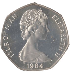 1984 SILVER PROOF CHRISTMAS LARGE 50P STEAM LOCOMOTIVE ISLE OF MAN - 50P REGIONAL ISSUES - Cambridgeshire Coins