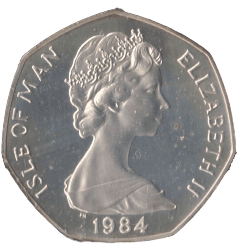 1984 SILVER PROOF CHRISTMAS LARGE 50P STEAM LOCOMOTIVE ISLE OF MAN - 50P REGIONAL ISSUES - Cambridgeshire Coins