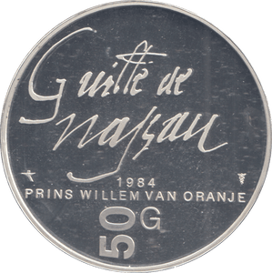 1984 SILVER PROOF NETHERLANDS 50 GULDEN - SILVER WORLD COINS - Cambridgeshire Coins
