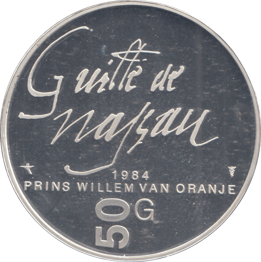 1984 SILVER PROOF NETHERLANDS 50 GULDEN - SILVER WORLD COINS - Cambridgeshire Coins