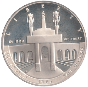 1984 SILVER PROOF OLYMPIAD ONE DOLLAR USA - SILVER WORLD COINS - Cambridgeshire Coins