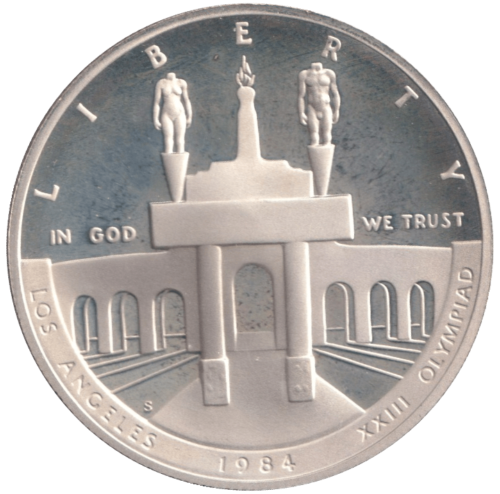 1984 SILVER PROOF OLYMPIAD ONE DOLLAR USA - SILVER WORLD COINS - Cambridgeshire Coins