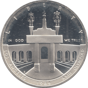 1984 SILVER PROOF OLYMPIAD ONE DOLLAR USA - SILVER WORLD COINS - Cambridgeshire Coins