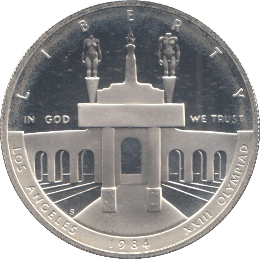 1984 SILVER PROOF OLYMPIAD ONE DOLLAR USA - SILVER WORLD COINS - Cambridgeshire Coins