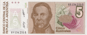 1985 ARGENTINA 5 AUSTRALES REF-1669 - WORLD BANKNOTES - Cambridgeshire Coins