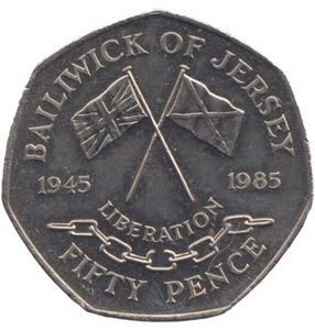 1985 BAILIWICK OF JERSEY LIBERATION LARGE 50P - 50P REGIONAL ISSUES - Cambridgeshire Coins