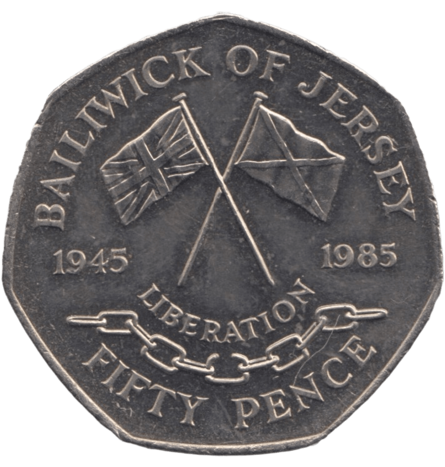 1985 BAILIWICK OF JERSEY LIBERATION LARGE 50P - 50P REGIONAL ISSUES - Cambridgeshire Coins