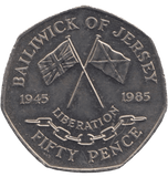 1985 BAILIWICK OF JERSEY LIBERATION LARGE 50P - 50P REGIONAL ISSUES - Cambridgeshire Coins