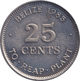 1985 BELIZE 25 CENTS - WORLD COINS - Cambridgeshire Coins