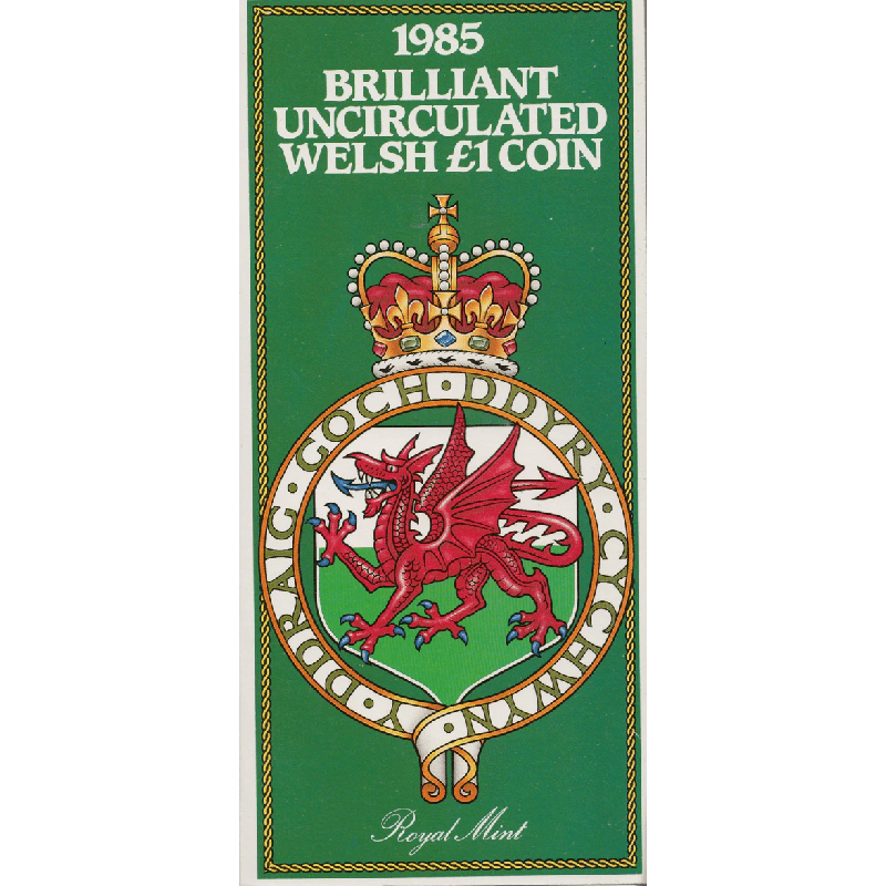 1985 BRILLIANT UNCIRCULATED £1 COIN PRESENTATION PACK WALES 1985 - £1 BU PACK - Cambridgeshire Coins