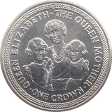 1985 ONE CROWN QUEEN ELIZABETH THE QUEEN MOTHER - WORLD COINS - Cambridgeshire Coins