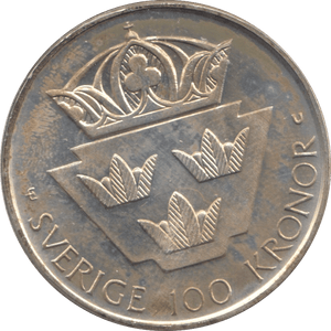 1985 SILVER 100 KRONER SWEDEN - SILVER WORLD COINS - Cambridgeshire Coins