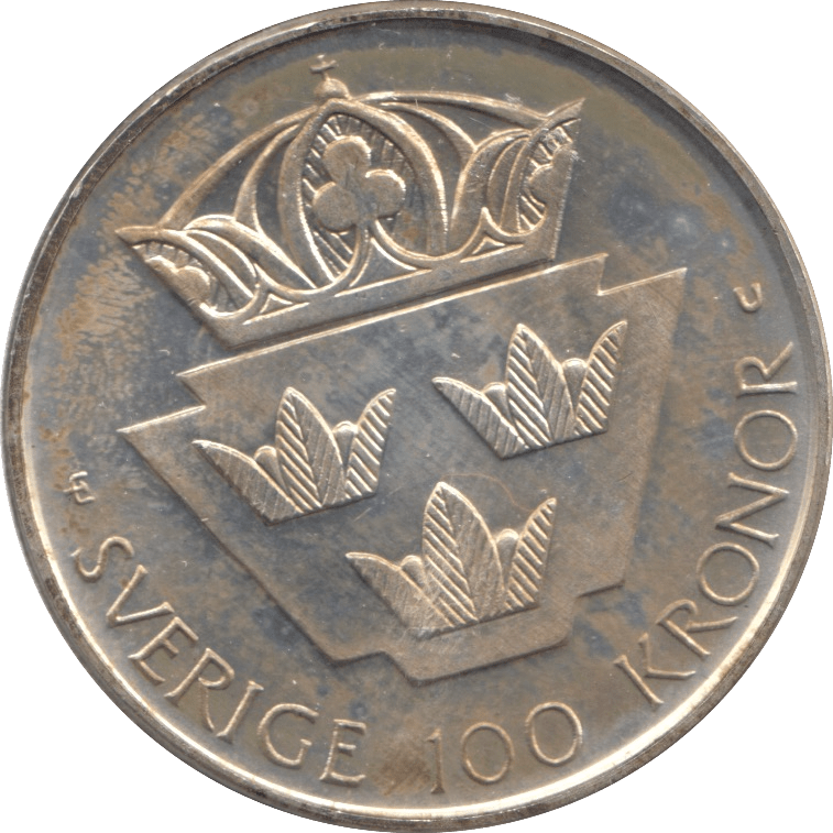 1985 SILVER 100 KRONER SWEDEN - SILVER WORLD COINS - Cambridgeshire Coins