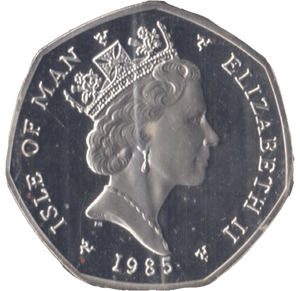 1985 SILVER PROOF CHRISTMAS LARGE 50P BI PLANE ISLE OF MAN 2 - 50P REGIONAL ISSUES - Cambridgeshire Coins