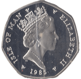 1985 SILVER PROOF CHRISTMAS LARGE 50P BI PLANE ISLE OF MAN 2 - 50P REGIONAL ISSUES - Cambridgeshire Coins