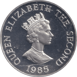 1985 SILVER PROOF TWO POUND JERSEY - SILVER WORLD COINS - Cambridgeshire Coins