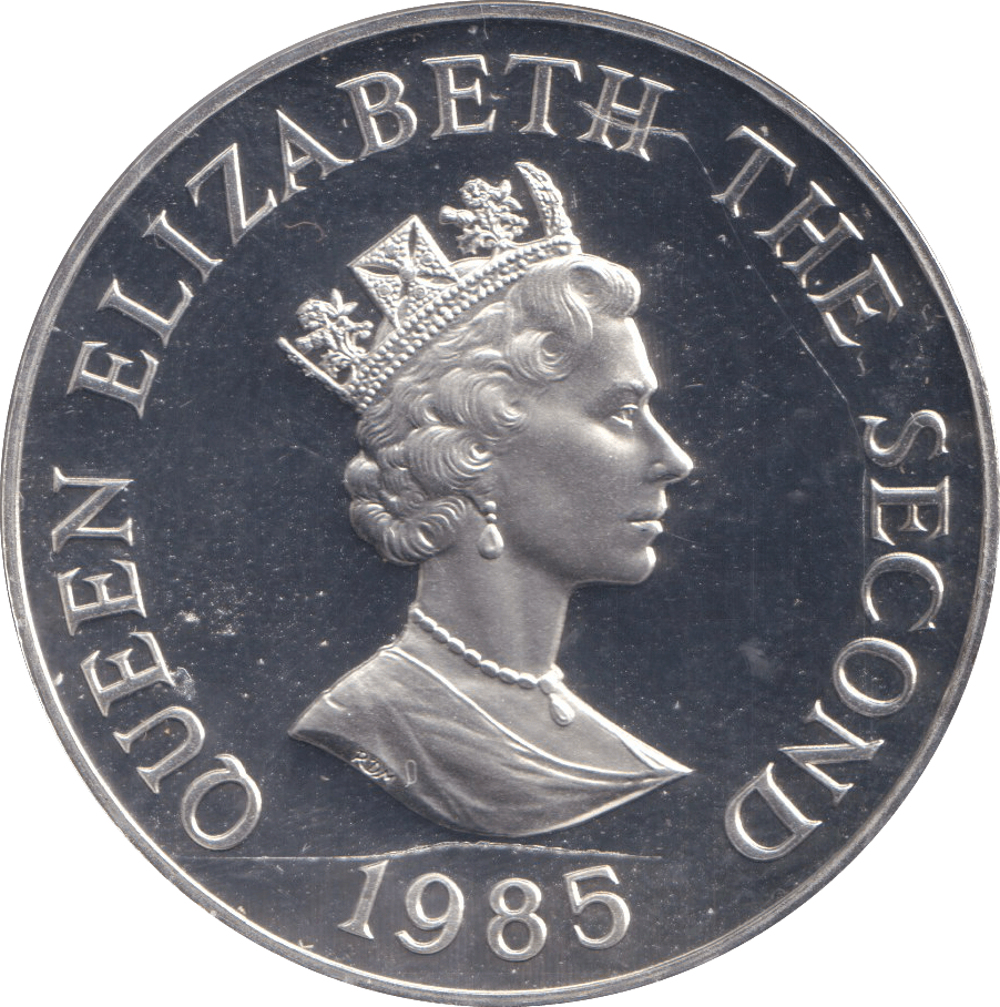 1985 SILVER PROOF TWO POUND JERSEY - SILVER WORLD COINS - Cambridgeshire Coins