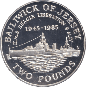 1985 SILVER PROOF TWO POUND JERSEY - SILVER WORLD COINS - Cambridgeshire Coins