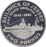 1985 SILVER PROOF TWO POUND JERSEY - SILVER WORLD COINS - Cambridgeshire Coins