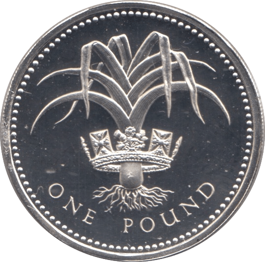 1985 SILVER PROOF WELSH LEEK ONE POUND UNITED KINGDOM - SILVER WORLD COINS - Cambridgeshire Coins