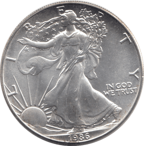 1986 AMERICAN EAGLE SILVER DOLLAR 1 OZ FINE SILVER - WORLD COINS - Cambridgeshire Coins