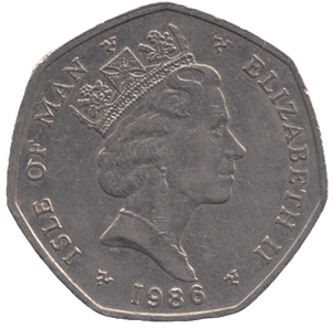 1986 CHRISTMAS HORSE AND TRAM 50P ISLE OF MAN - 50P CHRISTMAS COINS - Cambridgeshire Coins