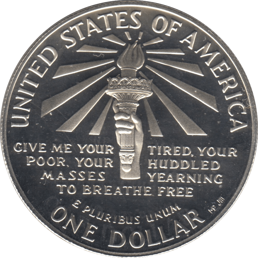 1986 ELLIS ISLAND SILVER PROOF DOLLAR USA SAN FRANCISCO MINT - SILVER WORLD COINS - Cambridgeshire Coins