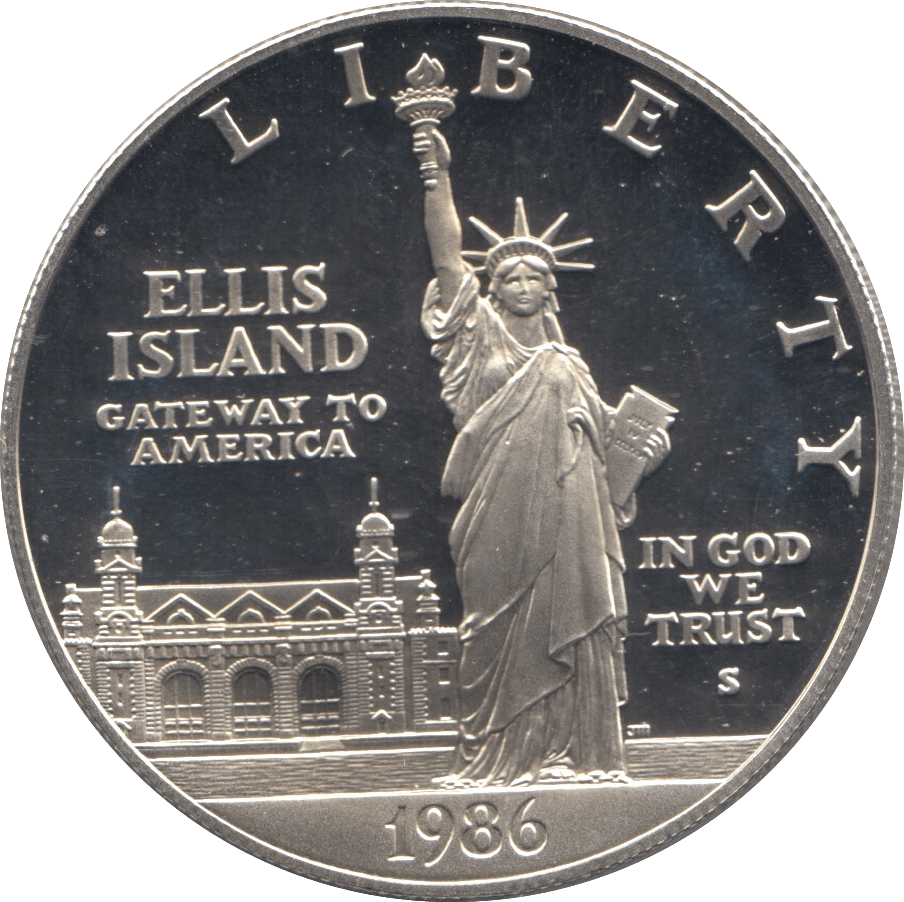 1986 ELLIS ISLAND SILVER PROOF DOLLAR USA SAN FRANCISCO MINT - SILVER WORLD COINS - Cambridgeshire Coins