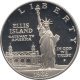1986 ELLIS ISLAND SILVER PROOF DOLLAR USA SAN FRANCISCO MINT - SILVER WORLD COINS - Cambridgeshire Coins