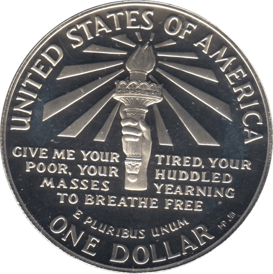 1986 ELLIS ISLAND SILVER PROOF DOLLAR USA SAN FRANCISCO MINT - SILVER WORLD COINS - Cambridgeshire Coins