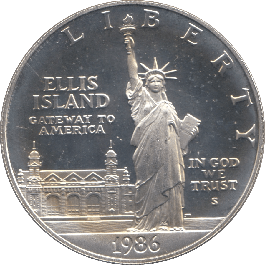 1986 ELLIS ISLAND SILVER PROOF DOLLAR USA SAN FRANCISCO MINT - SILVER WORLD COINS - Cambridgeshire Coins