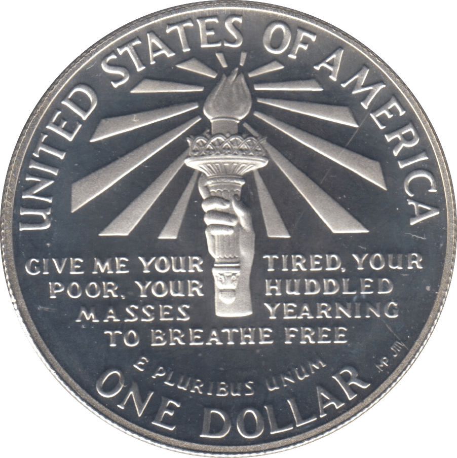 1986 ELLIS ISLAND SILVER PROOF DOLLAR USA SAN FRANCISCO MINT - SILVER WORLD COINS - Cambridgeshire Coins