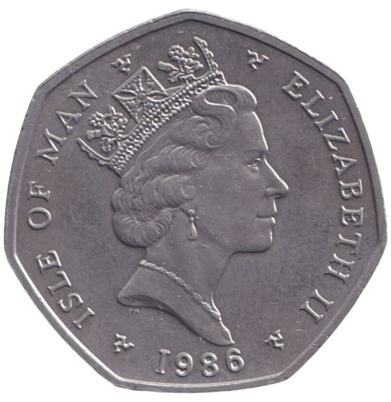 1986 HORSE & TRAM 50P ISLE OF MAN ( UNC ) AA - 50P REGIONAL ISSUES - Cambridgeshire Coins