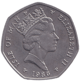 1986 HORSE & TRAM 50P ISLE OF MAN ( UNC ) AA - 50P REGIONAL ISSUES - Cambridgeshire Coins