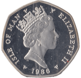 1986 SILVER PROOF CHRISTMAS HORSE AND TRAM LARGE 50P ISLE OF MAN 2 - 50P REGIONAL ISSUES - Cambridgeshire Coins